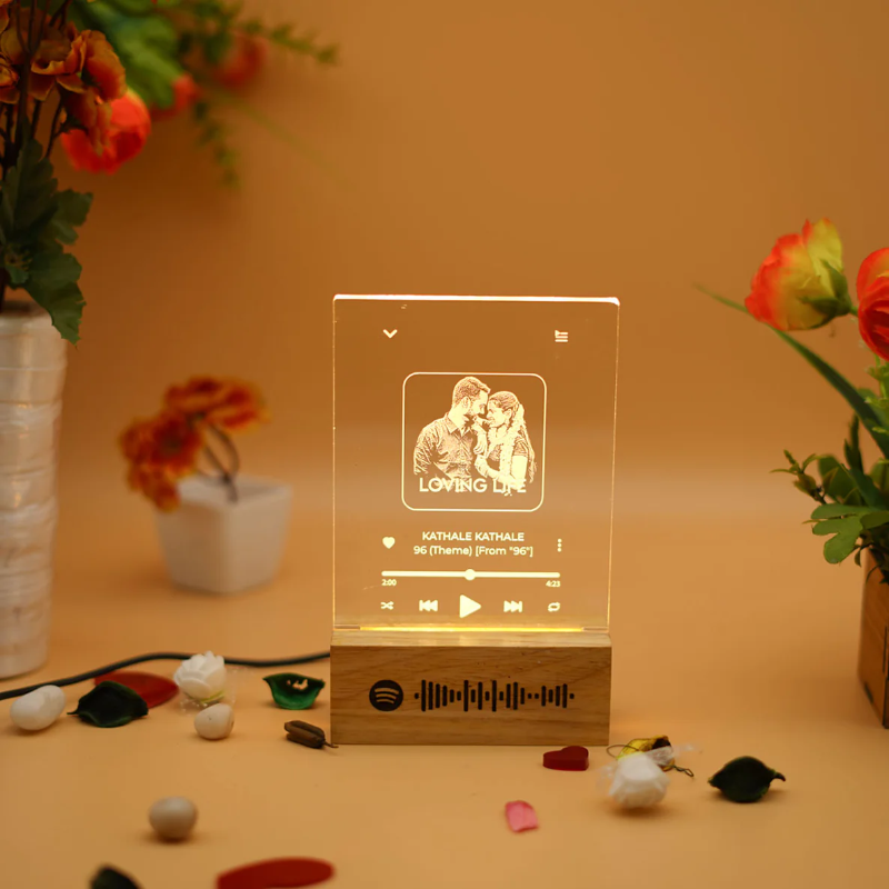 Spotify 3D Night Lamp with Wooden Base