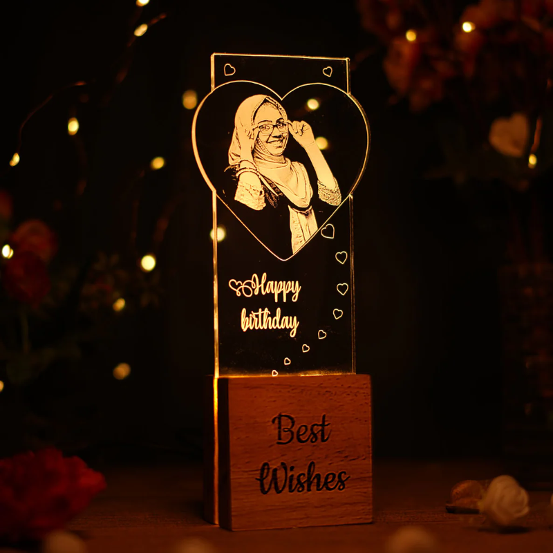Customized Photo Engraved Night lamp gift for birthday