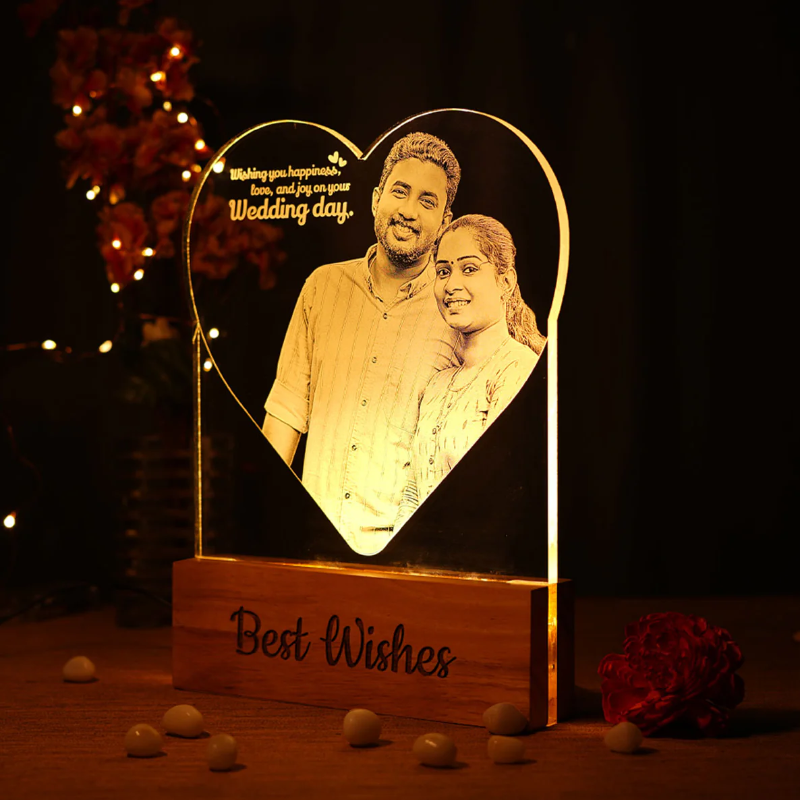 Heart Shape Customized Photo Engraved Night Lamp