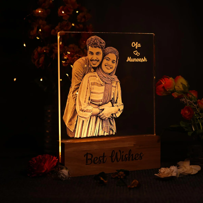 Personalize Photo Engraved Night Lamp for weddings