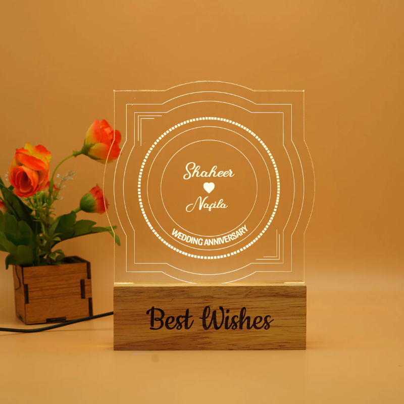 Personalized Couple's Name Engraved Night Lamp - Perfect for Anniversaries, Weddings, and Valentine's Day