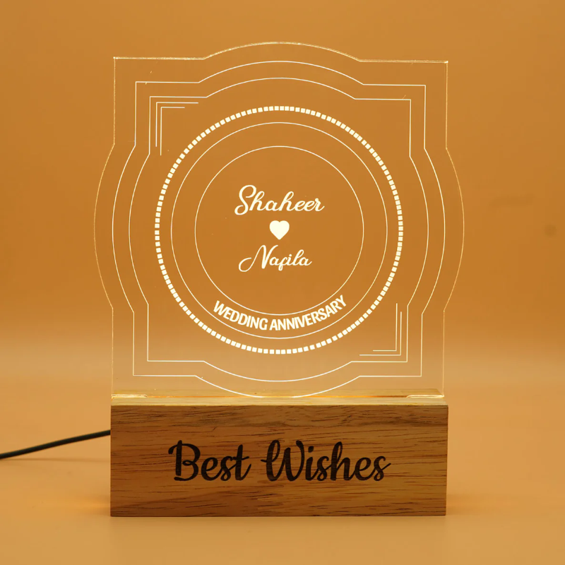 Personalized Couple's Name Engraved Night Lamp - Perfect for Anniversaries, Weddings, and Valentine's Day
