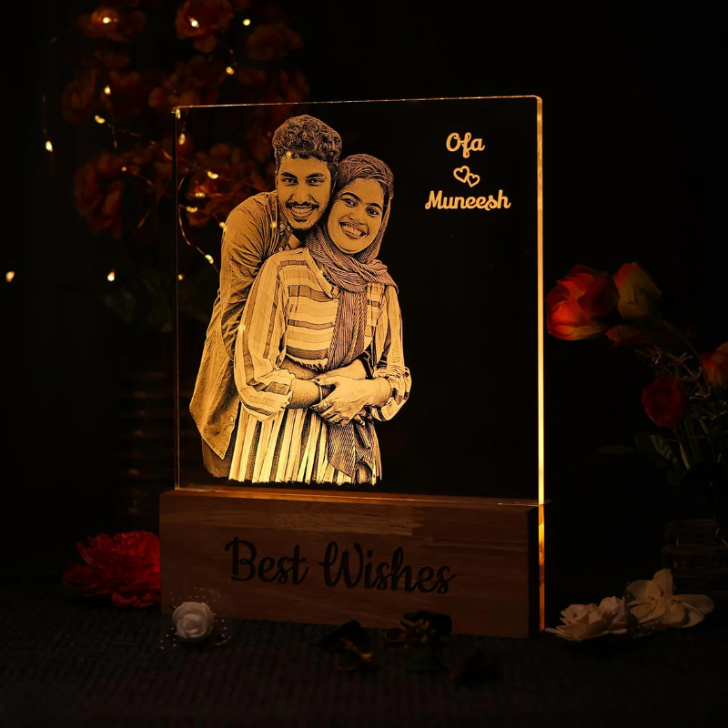 Personalize Photo Engraved Night Lamp for weddings