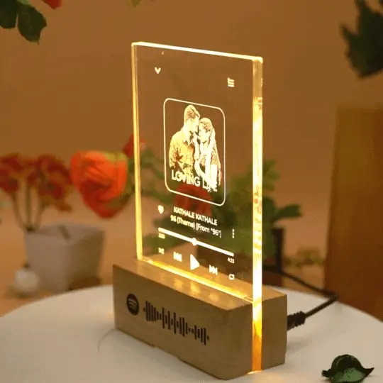 Spotify 3D Night Lamp with Wooden Base