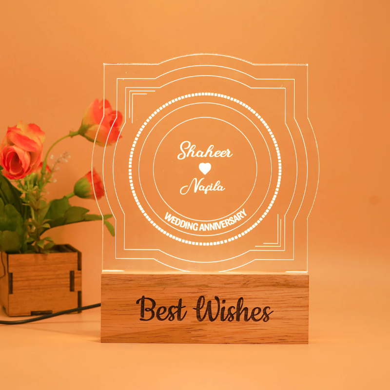 Personalized Couple's Name Engraved Night Lamp - Perfect for Anniversaries, Weddings, and Valentine's Day