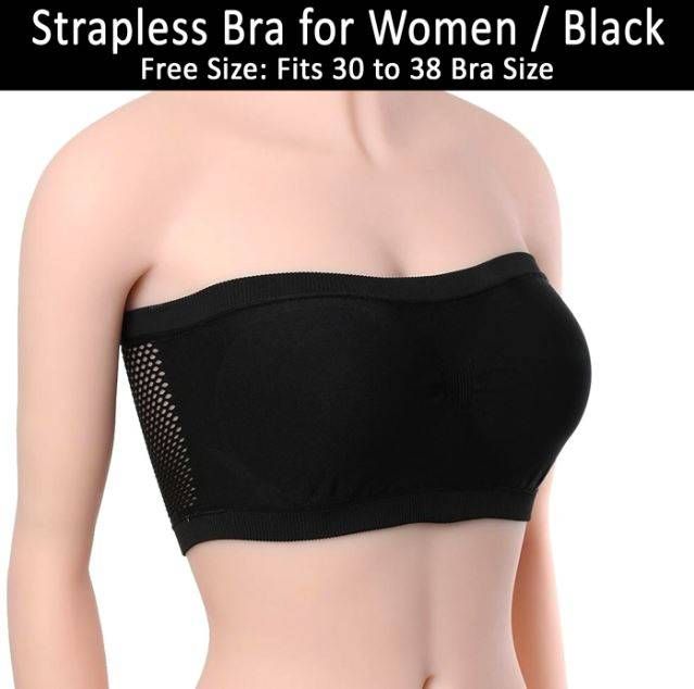 Strapless Bras for Women Comfy Non Padded Bra for Girls in Black