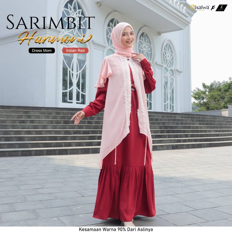 Sarimbit Harmoni dress Mom (Dress + Outer) Indian Red