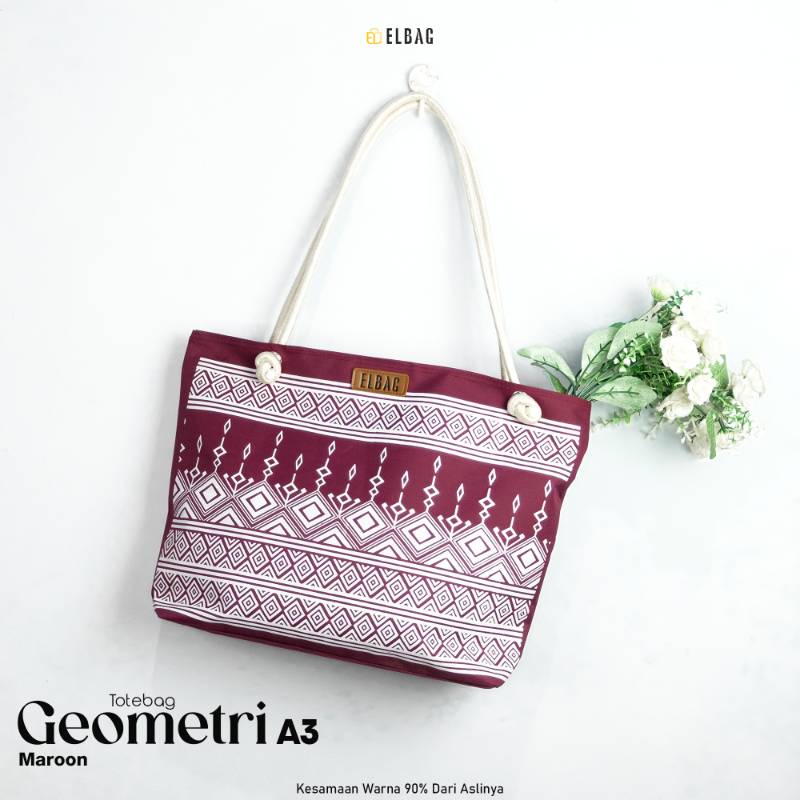 GEOMETRI TOTEBAG A3 (Maroon)
