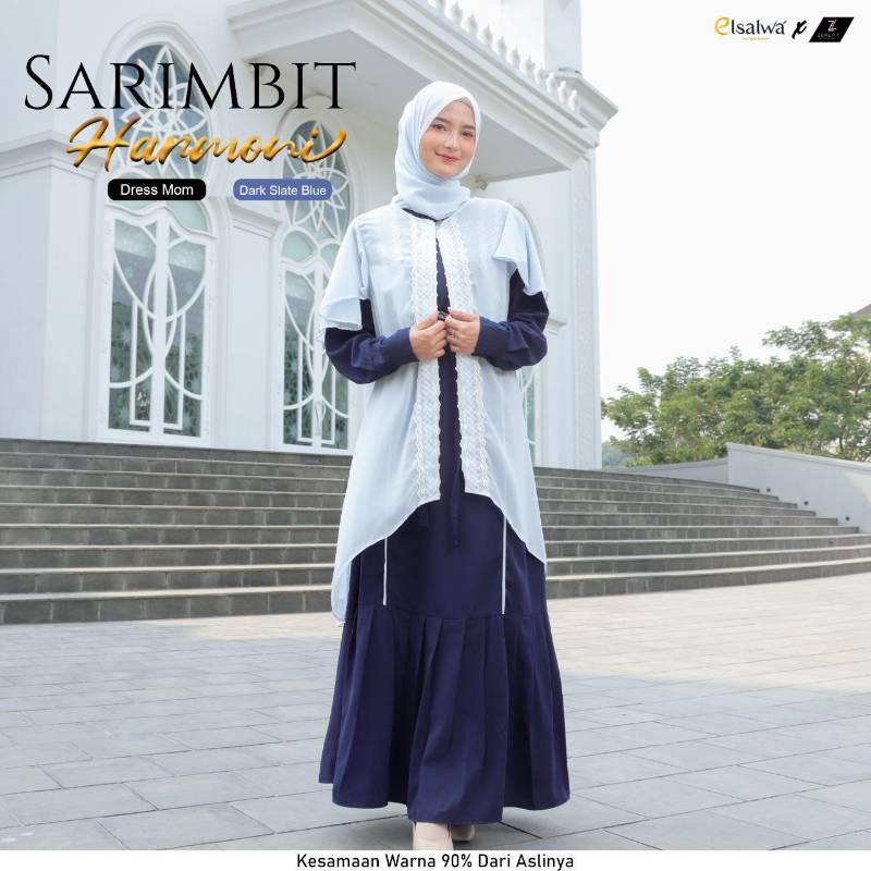 Sarimbit Harmoni dress Mom (Dress + Outer) Dark Slate Blue