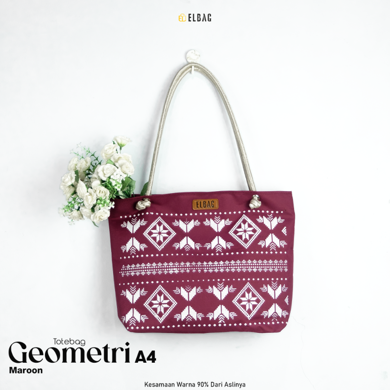 GEOMETRI TOTEBAG A4 (Maroon)