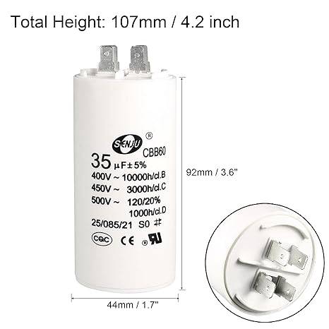 Capacitor plastico  Bomba de agua 35 µF 400v