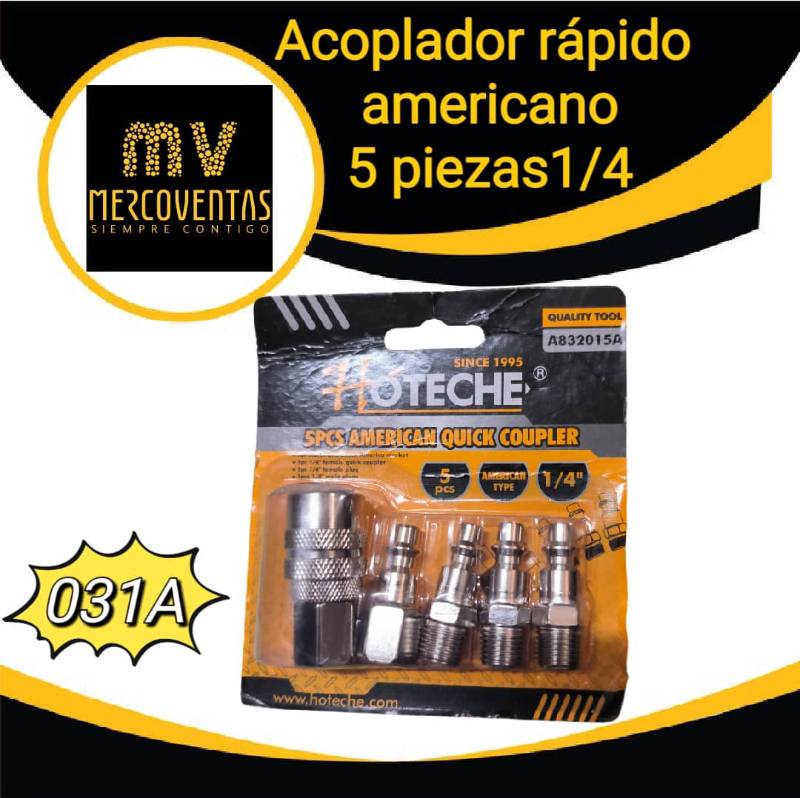 Acoplador 1/4"americano para compresor 5 pcs