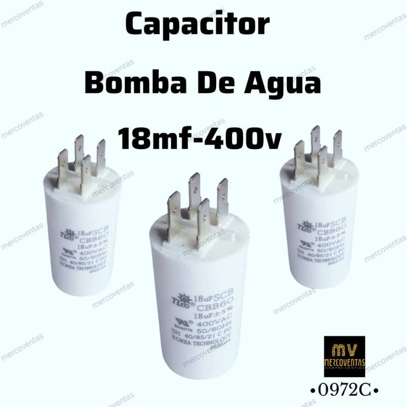 Capacitor plastico Bomba de agua 18 µF 400v