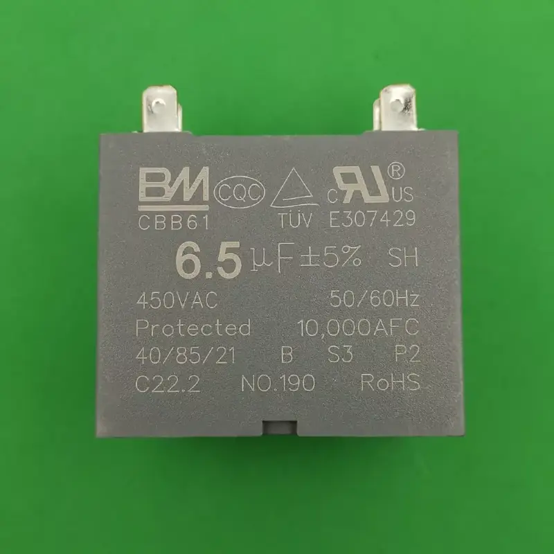 Capacitor de 6.5 mf 450v cuadrado