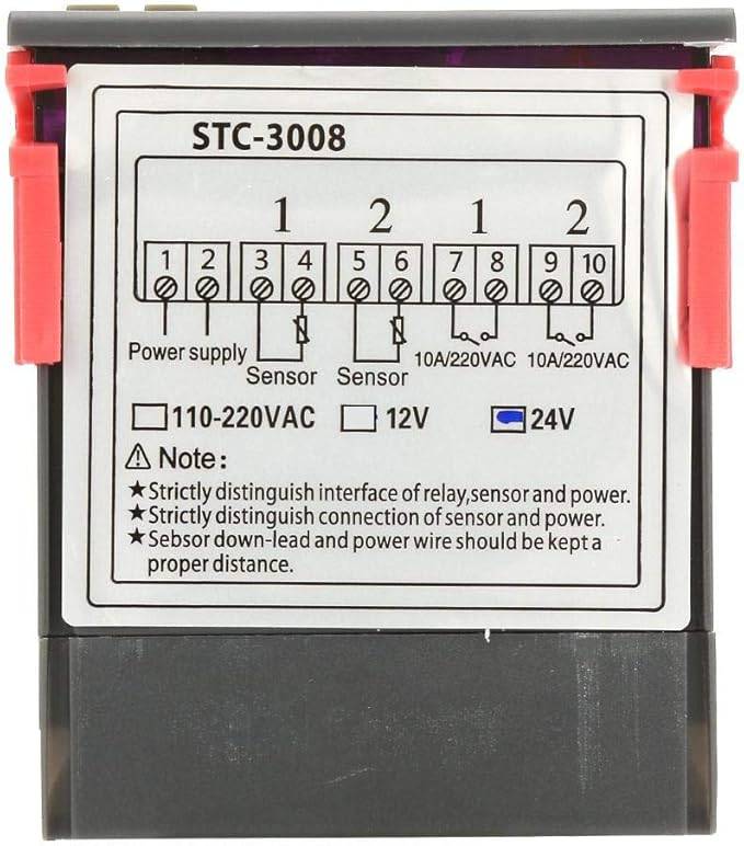 Controlador de Tempreratura Dual STC-3008 Digital 110-220v 2 sensores