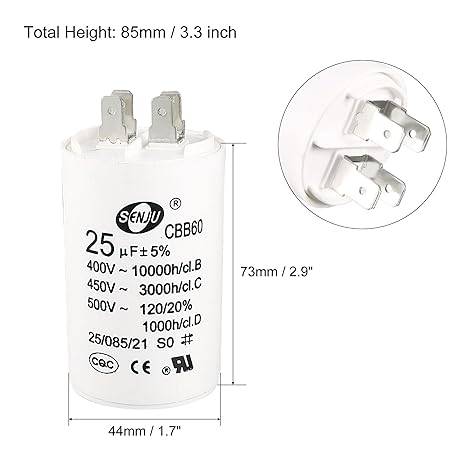 Capacitor plastico  Bomba de agua 25 µF 400v