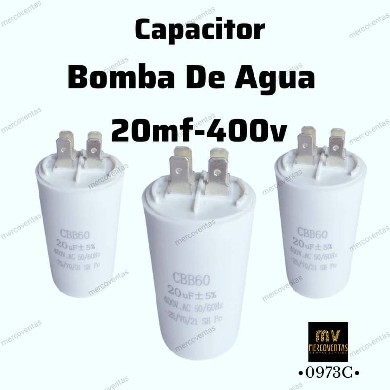 Capacitor plastico  Bomba de agua 20 µF 400v