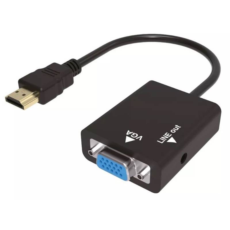 Conversor HDMI a VGA, con Audio. Incluye cable.