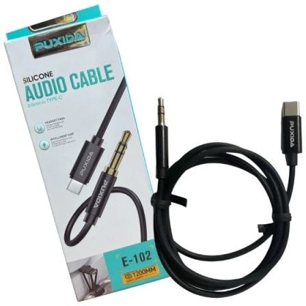 Cable Auxiliar Audio Type C to 3.5MM Plug E-102 - S/A - Negro