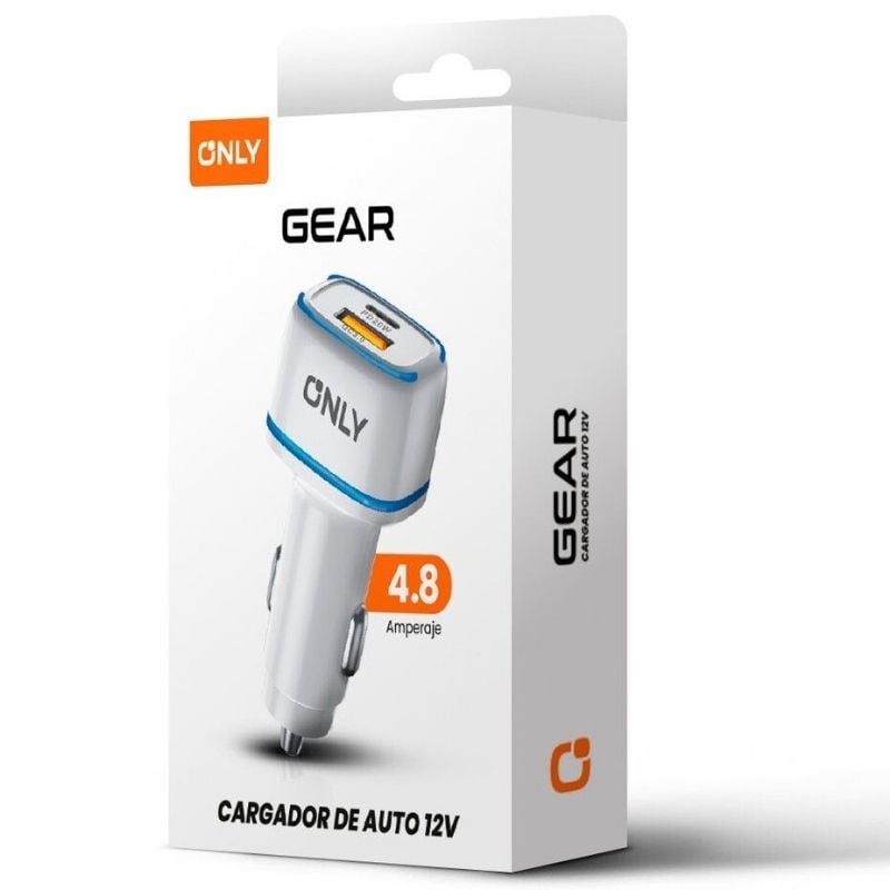 Cargador Only GEAR MODS-504 USB + TIPO C 4,8A con Cable Tipo C