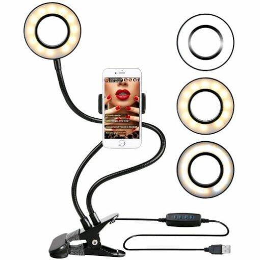 Aro LED Brazos Flexibles con Soporte para Celular