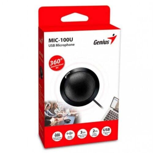 Genius MIC-100U  Microfono para conferencia Cable 2Mts Omnidireccional Alcance 3Mts USB