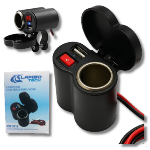 CD-3016 Cargador Impermeable para Moto USB y 12V 2.1A