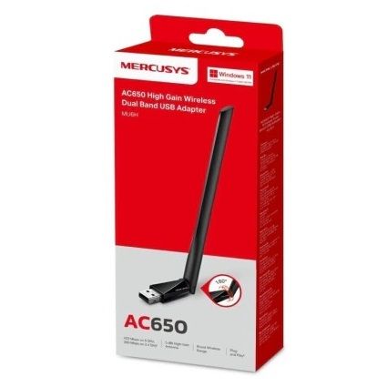 Adaptador Inalambrico Mercusys AC650 433+200Mbps Dual Band 2.4/5GHz Antena 5dbi