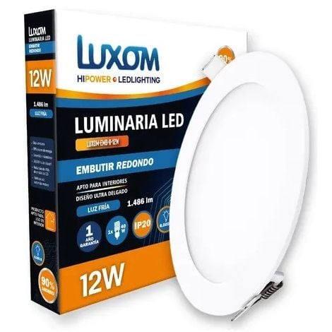 Plafon LED Luxom 12W para Embutir Luz Fria