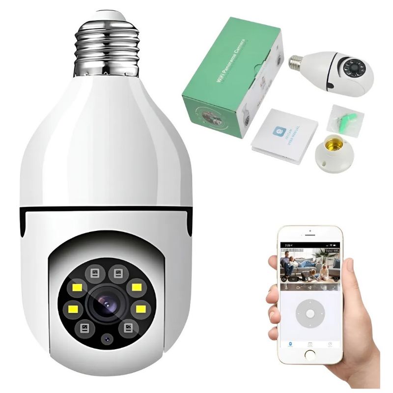 Camara Seguridad "Foco" Microfono Sensor Movimiento Wifi Parlante