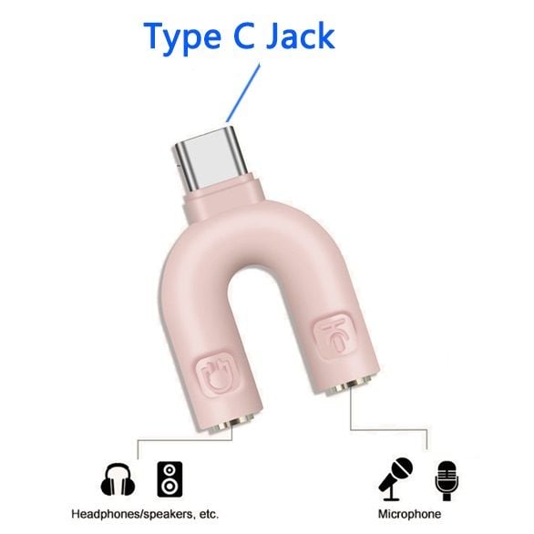Adaptador Tipo C a 2 Jack 3.5 para auricular y micrófono