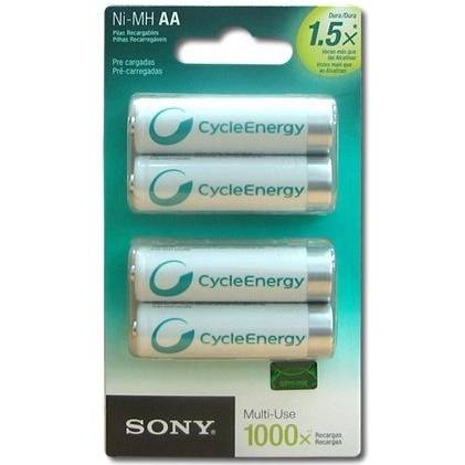 Pila Recargable Sony AA Cycle Energy Precargada por unidad