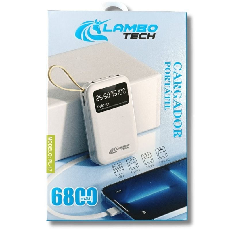 Lambo Tech PL-17 Cargador Portatil Power Bank 4 En 1   6.800mAh