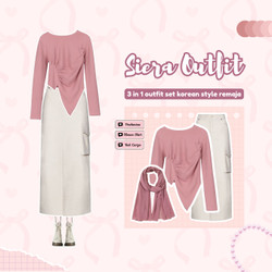 Set Seira Outfit kekinian Rok Cargo, Blouse Kerut, Pashmina Ceruty OOTD Korean Style