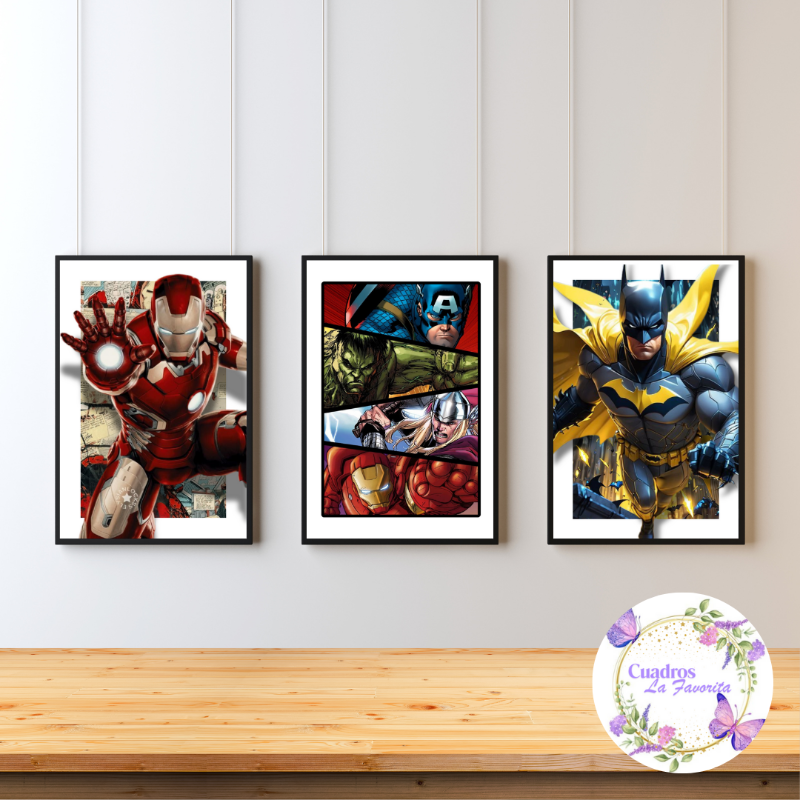 CUADROS DE SUPER HEROES EN 3 D