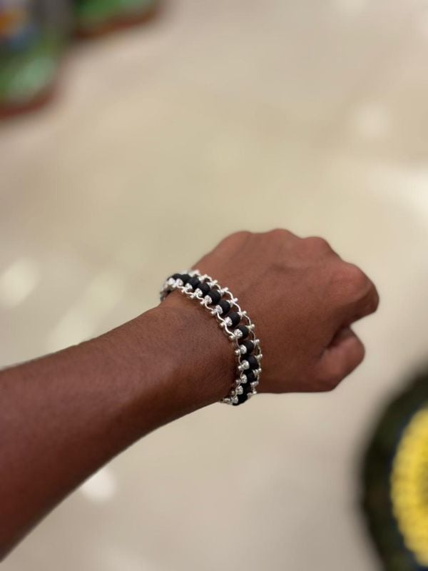 Watch Model Silver Plated Karungali Bracelet