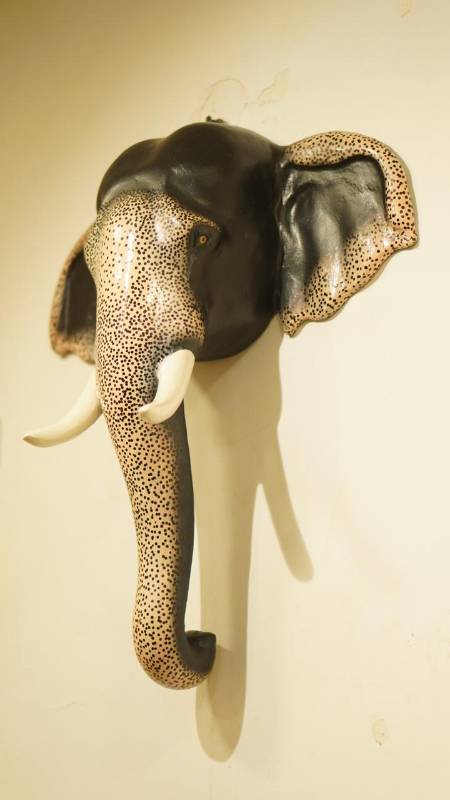 2 feet Wall Hanging Fiber Elephant Head Normal