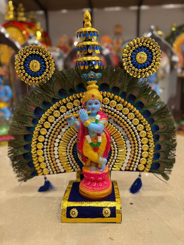Peacock Thidamb with Blue rose Krishna