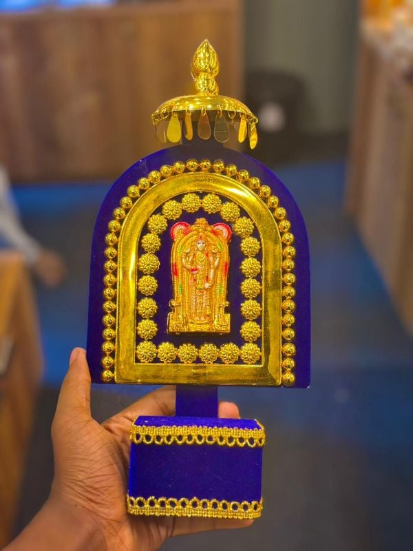 Guruvayurappan Blue & Gold Kolam- Tiny