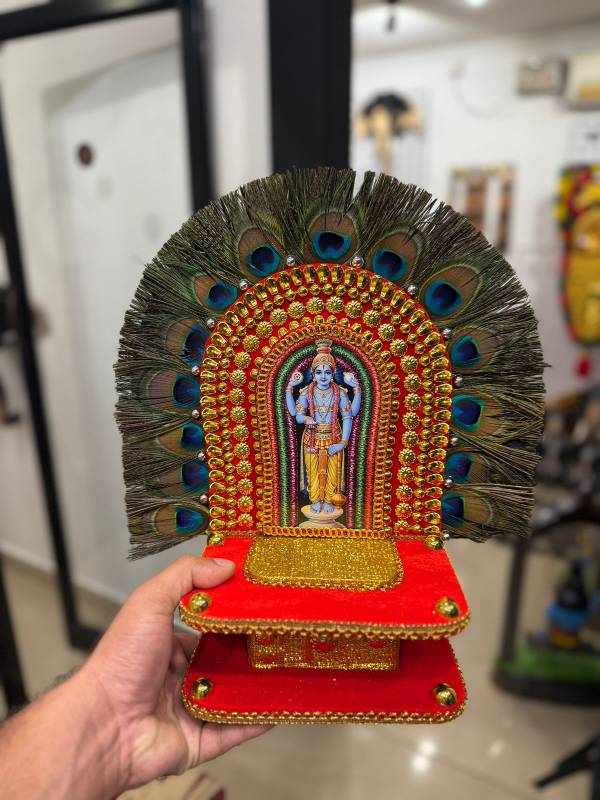 Peacock feather guruvayoorappan kolam medium
