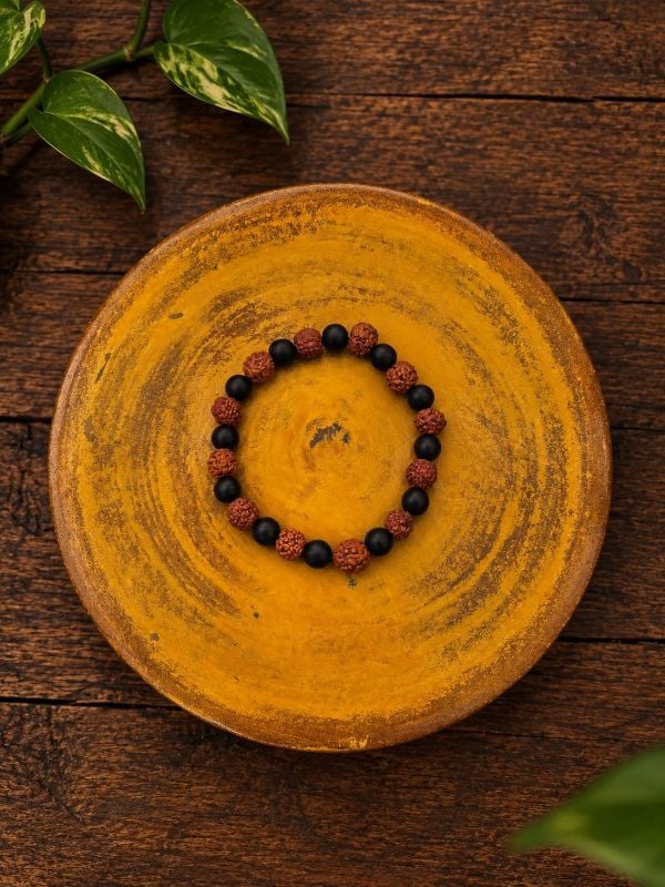 Karungali and rudraksha mixed bracelet
