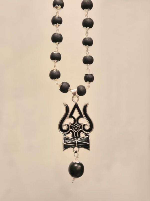 Silver plated Karungali Locket mala