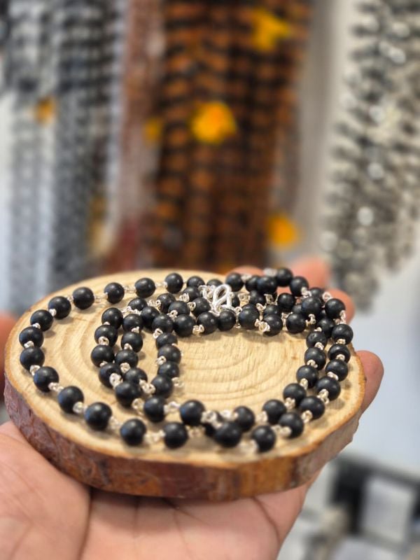 6mm Karungali capless siver mala