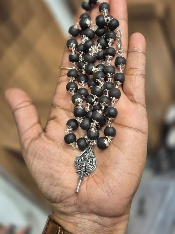 Muruga Silver plated Karungali Locket mala