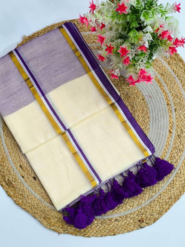 Lavender mul cotton saree (6 Meters)