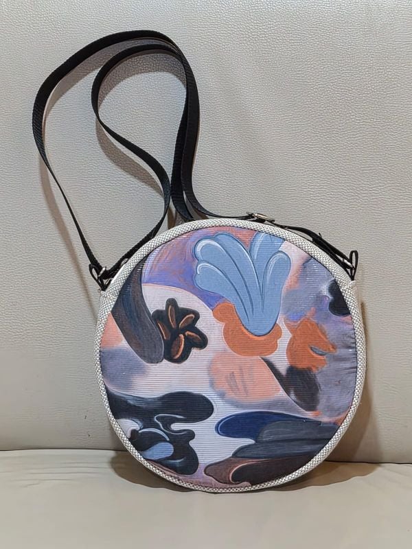 Ladies Cross Body Bag Jute Round Model 3