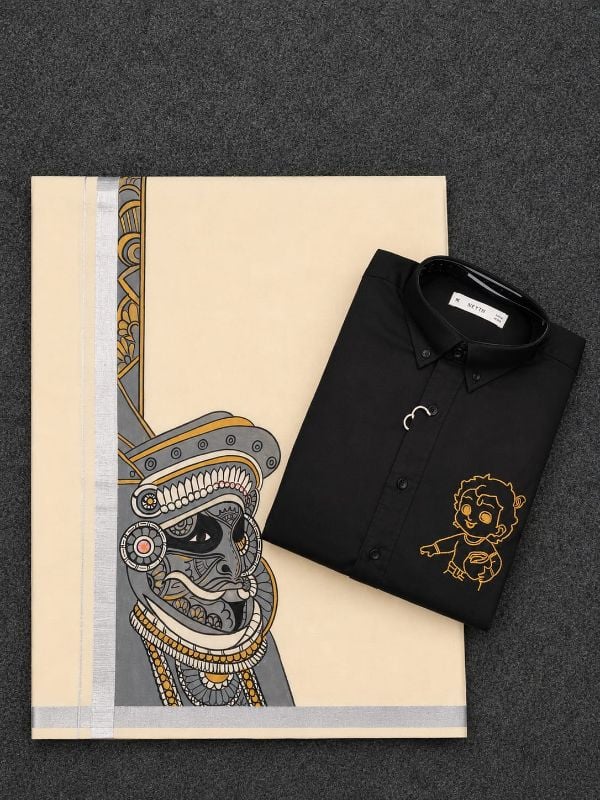 Kasavu Krishna Shirt-Mund Combo Model 2