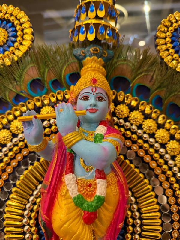 Peacock Thidamb with Blue rose Krishna