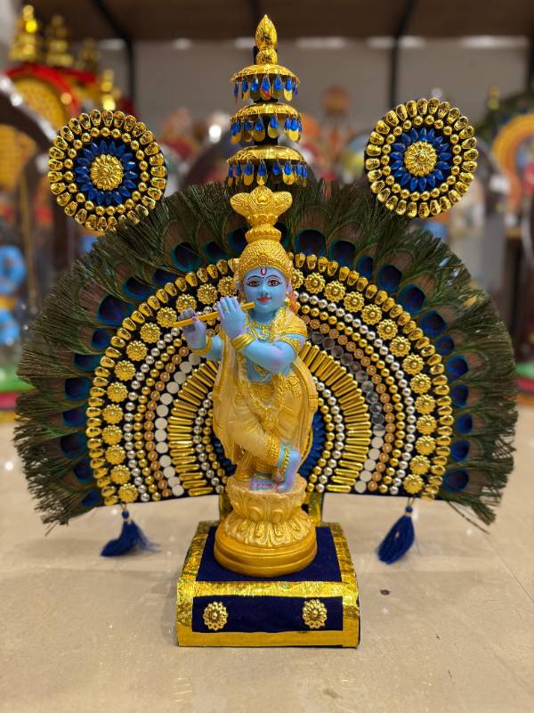 Peacock Thidamb with Blue gold Krishna