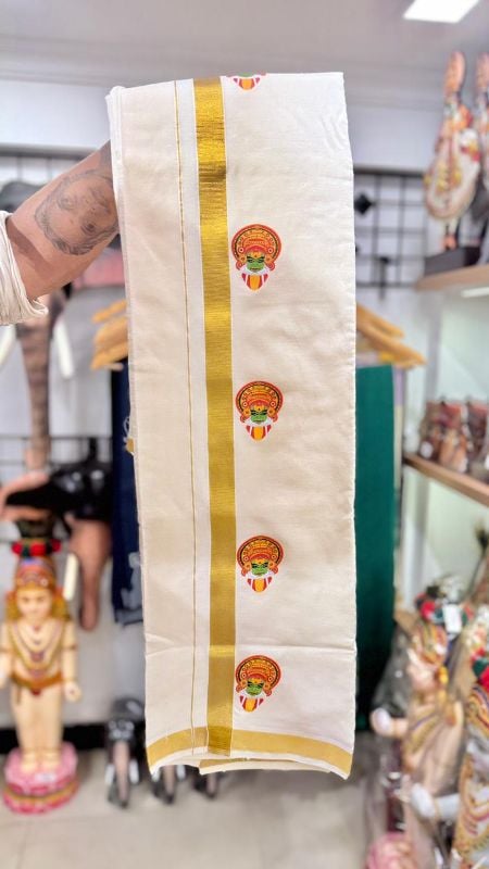 Kasavu kathakali print dhoti